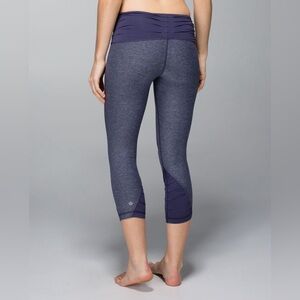 Lululemon Embrace Crop Heathered Cadet Blue Yoga Leggings Activewear Workout Gym